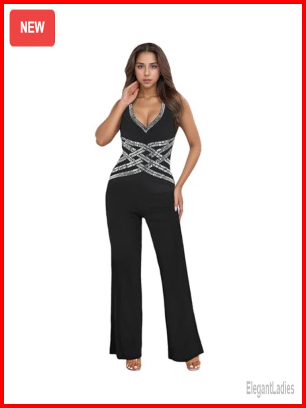 Sparkly Rhinestone Jumpsuit for Women Mesh See Through Romper Clubwear
